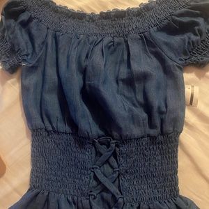 No button short sleeve  Jean shirt